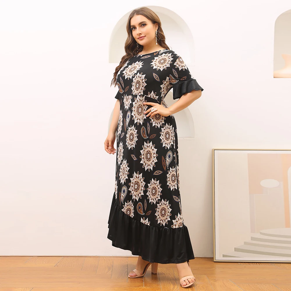 

2021 Plus Size Elegant Fashion Printing Vestido De Mujer Robe Longue Femme t America Europe Women Dress