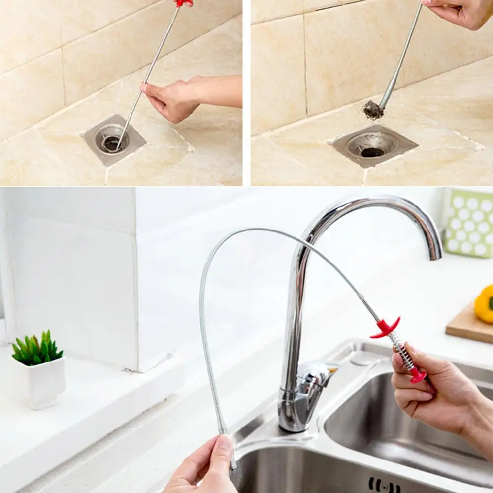 Bendable Drain Clog Water Sink Cleaning Hook Sewer Dredging Tool Kitchen Spring Pipe Hair Remover kitchen tools | Дом и сад