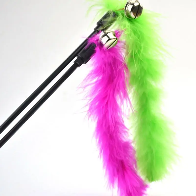 

High Quality Random Color Funny Cat Stick Toy Colorful Turkey Feathers Tease Cat Stick Interactive Pet Toys For Cat Pet Supplies