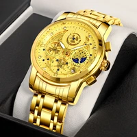 2022 wwoor new creative gold watch mens watches full steel luxury sports chronograph quartz watches men clock relogio masculino