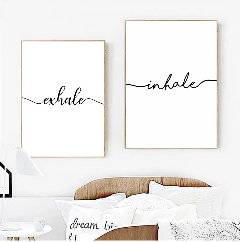 

Черно-белый минималистский холст на выдохе, настенная Картина на холсте, декоративная картина, украшение комнаты в скандинавском стиле