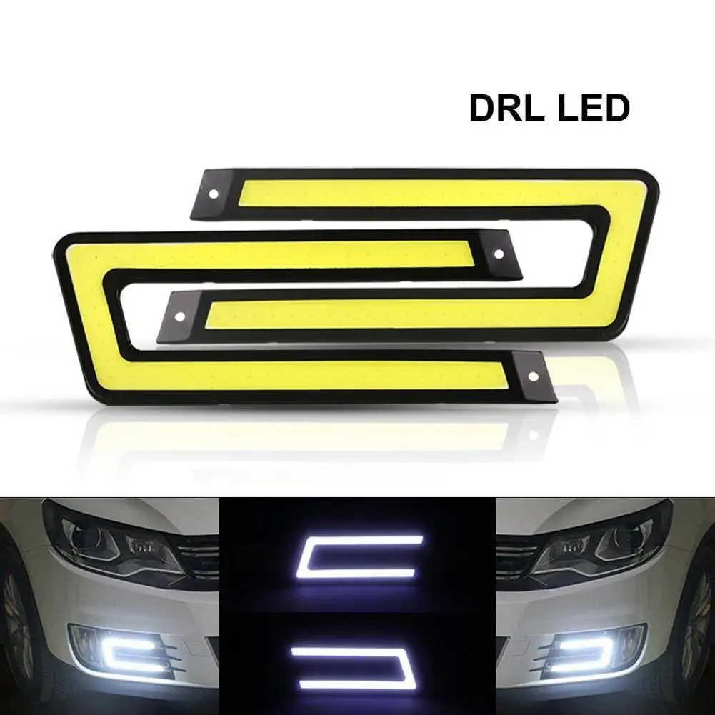 

2pcs Car COB LED Daytime Running Light U Shape DRL Super White 12V Waterproof Front Headlight COB Car Driving Fog Lamp Universal