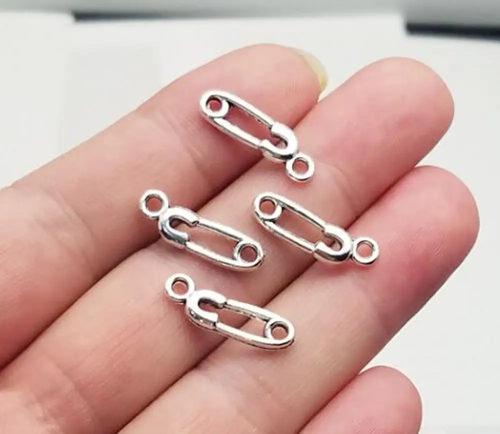 

50 шт./лот-19x6 мм, брошь cham, антикварные посеребренные подвески-зажимы, товары для рукоделия, аксессуары для ювелирных изделий