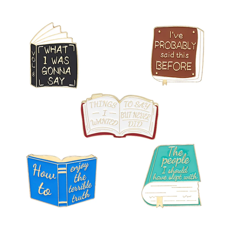 

5 Style Books Brooch Custom Funny Literature Enamel Pin Clother Lapel Pins for Backpack Badge Jeweler Gift Friends Wholesale