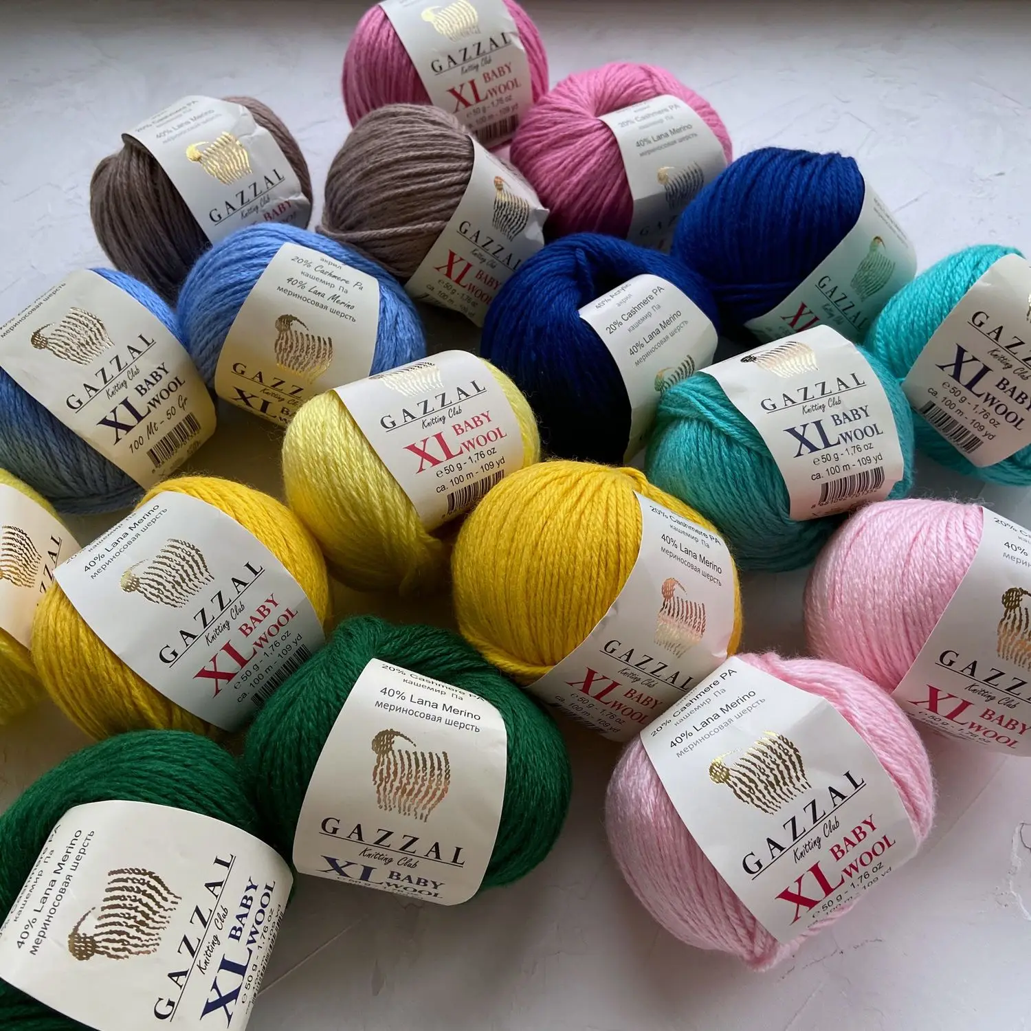 GAZZAL Baby XL wool 50 гр. 100 м (40% шерсть мериноса 20% кашемир ПА 40% акрил) | Дом и сад
