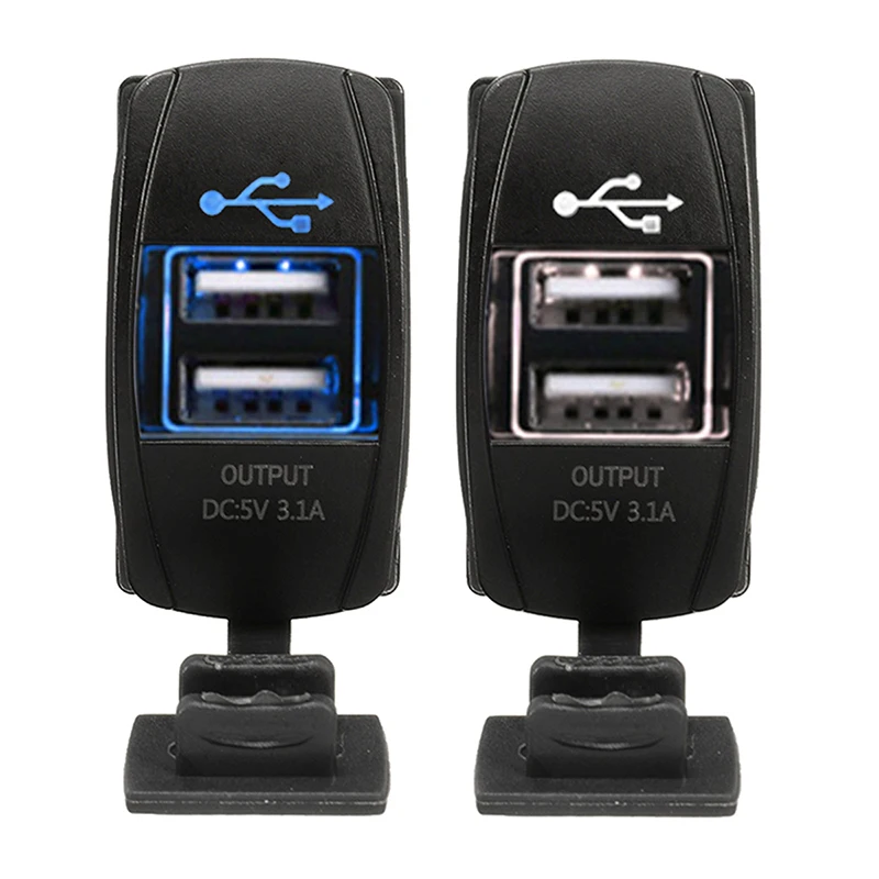 

Зарядное устройство с двумя USB-разъемами, 3,1 А, водонепроницаемое, 12-24 В, автомобильное зарядное устройство с пылезащитной крышкой, 2 порта, ад...