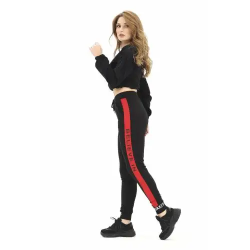 

Sexy High Waist Loose Fleece Sweatpants Trousers With Pocket 2021 Fall Winter Summer Black&Red Baggy Joggers Women Sweat Pants