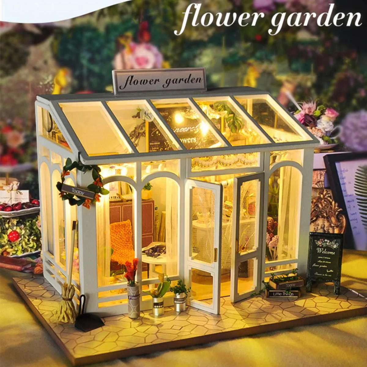 

DIY Wooden Miniatura Doll House Room Box Handmade 3D Miniature Dollhouse Wood Educational Toys Girl Gifts Europe Shop Cake Love