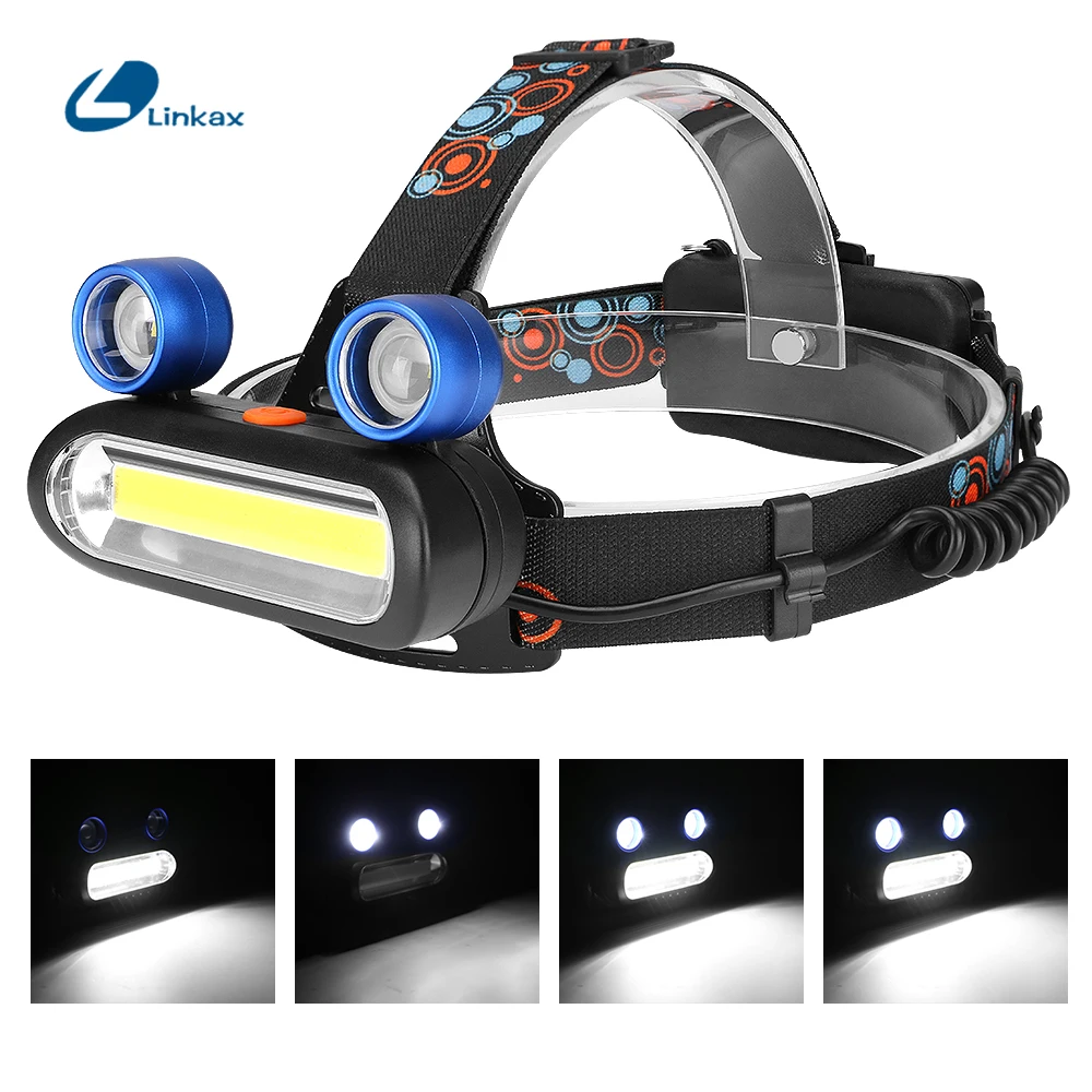 Лягушка глаз светодиодный налобный фонарик COB Головной фонарь наружные