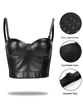 2022NEW Corset gothic steampunk Sexy bustier Corsets Leather Bra Tops Gothic Push Up Bra Fashion Party Bra Club tops Slimming (2)
