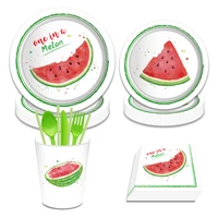 summer fresh watermelon disposable dinner plates cups tableware sets for baby shower kids happy birthday party decoration favors