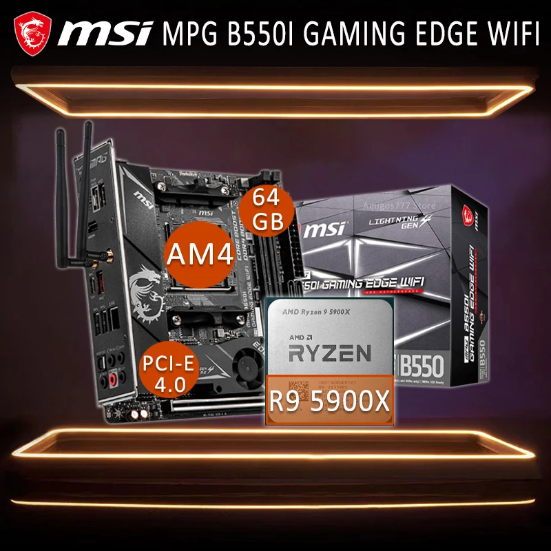 

Разъем AM4 MSI MPG B550I GAMING EDGE WIFI игровая материнская плата с AMD Ryzen 9 5900X Материнская Плата ЦП полный комплект B550 материнская плата
