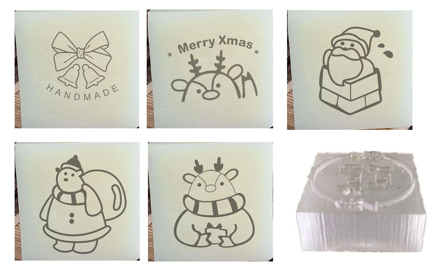 

Happy Christmas Series Acrylic Soap Stamp Handmade Soap Seal Letters And Patterns Gift Transparent Chapters