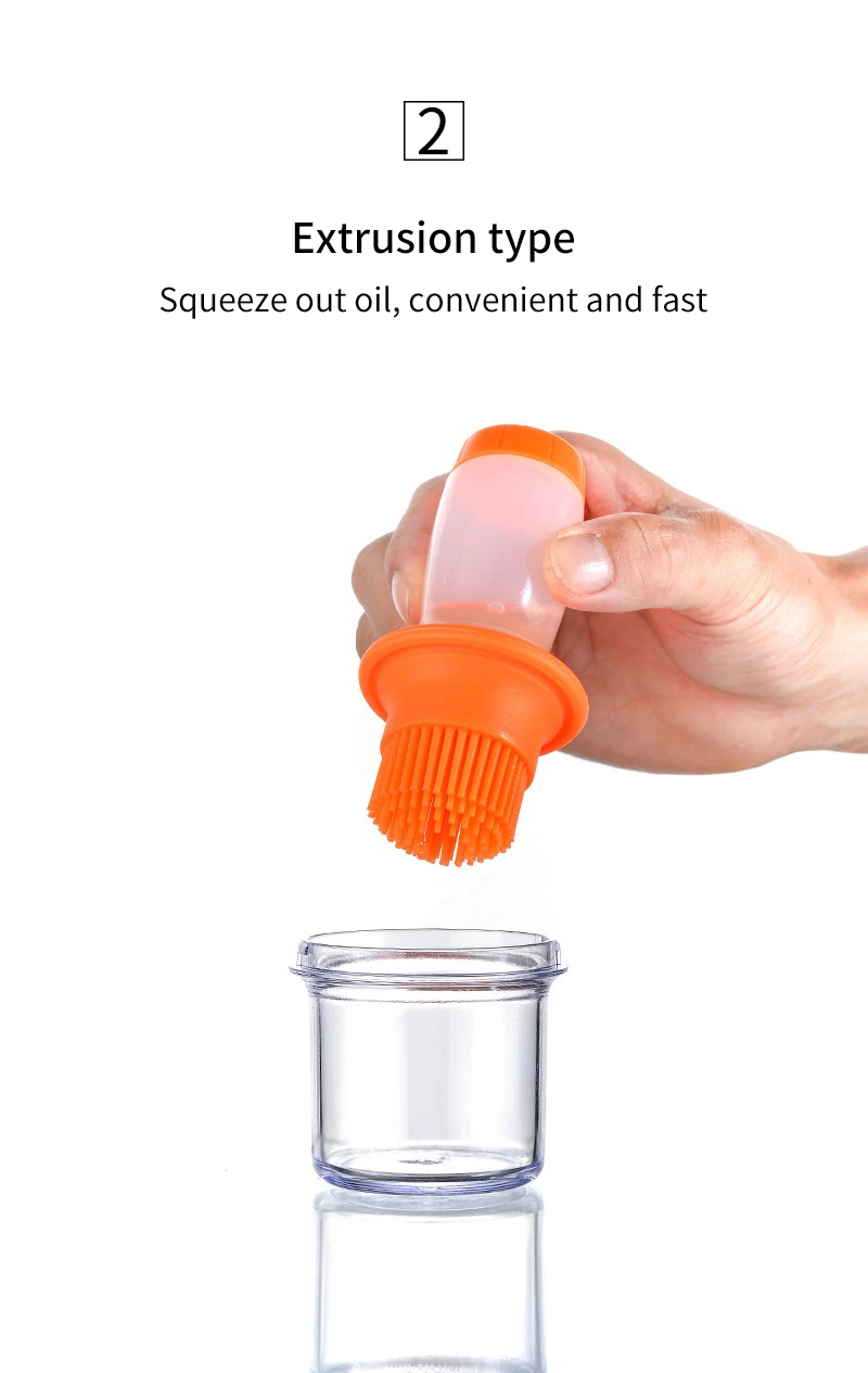 Bbq Portable Silicone Oil Bottle Baking Oil Brush Seasoning Sauce Jar With Brush Grill Salad Dressing Cooking Kitchen Gadget
