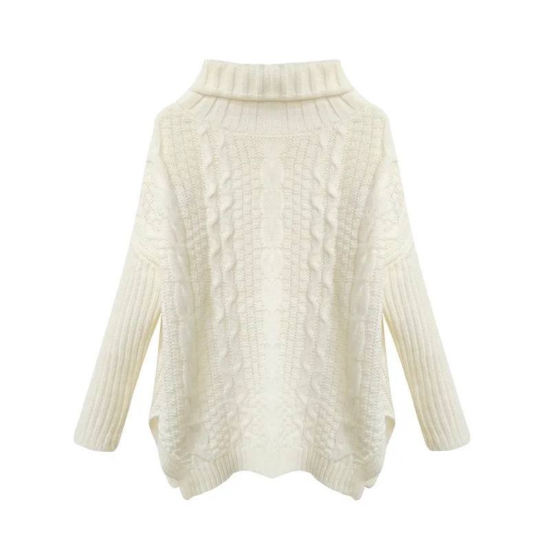 

Fannic 2020 Autumn winter high collar casual mahua solid color thickened sweater