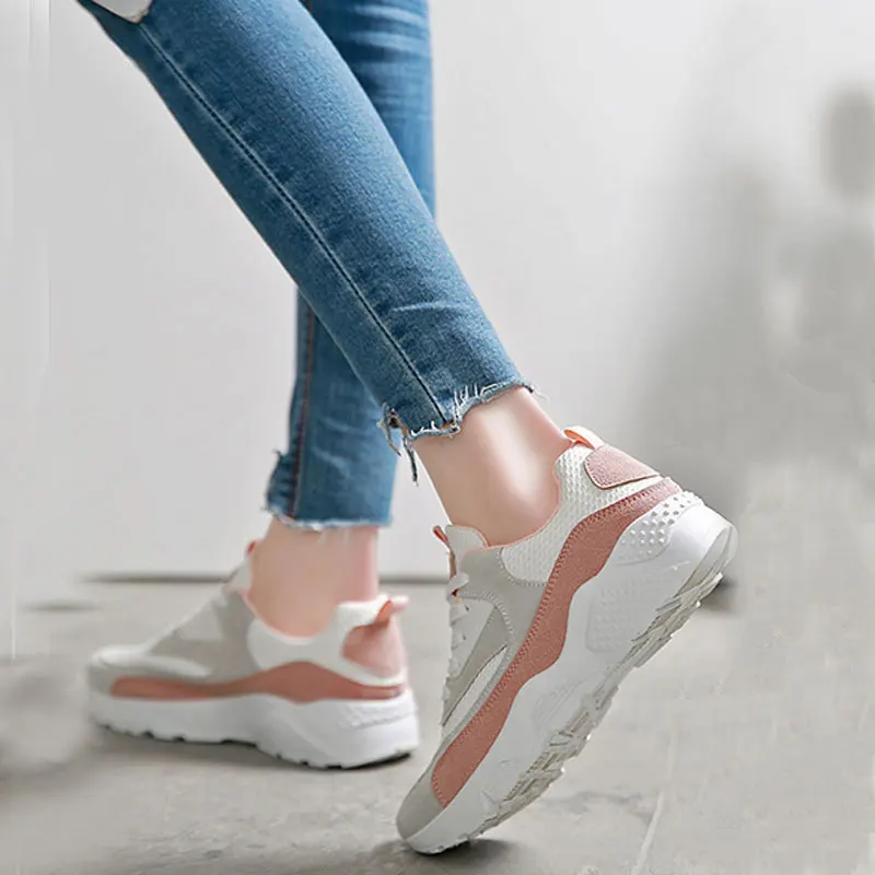 Модные летние кроссовки; женская обувь; zapatillas mujer; повседневные кроссовки; женская обувь; сетчатая дышащая женская обувь на шнуровке