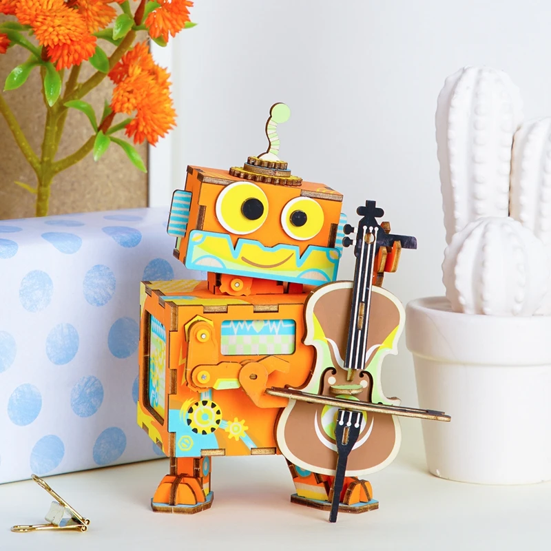 Robotime музыкальная шкатулка DIY 3D деревянная головоломка музыкальные игрушки