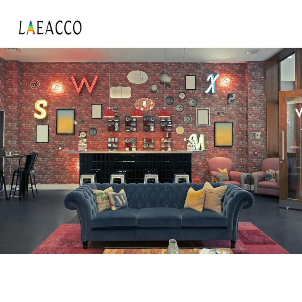 Теплое украшение Laeacco для гостиной кирпичная стена диван интерьер фон фотосъемки