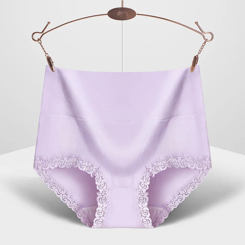 2020 однотонное хлопковое женское нижнее белье брифы с высокой талией и кружевом
