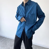 mens long sleeve shirt spring and autumn new classic simple pure color korean daily leisure loose fashion large size shirt