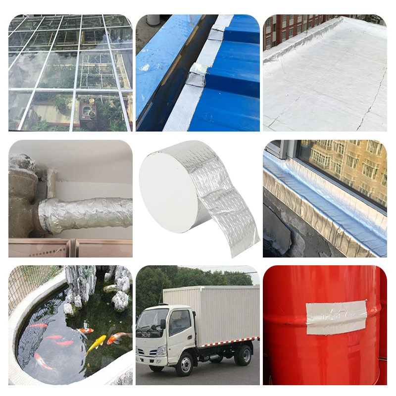Self Adhesive High Temperature Aluminum Foil Butyl Rubber Tape Resistance Waterproof For Roof Pipe Repair Stop Leak Sticker |