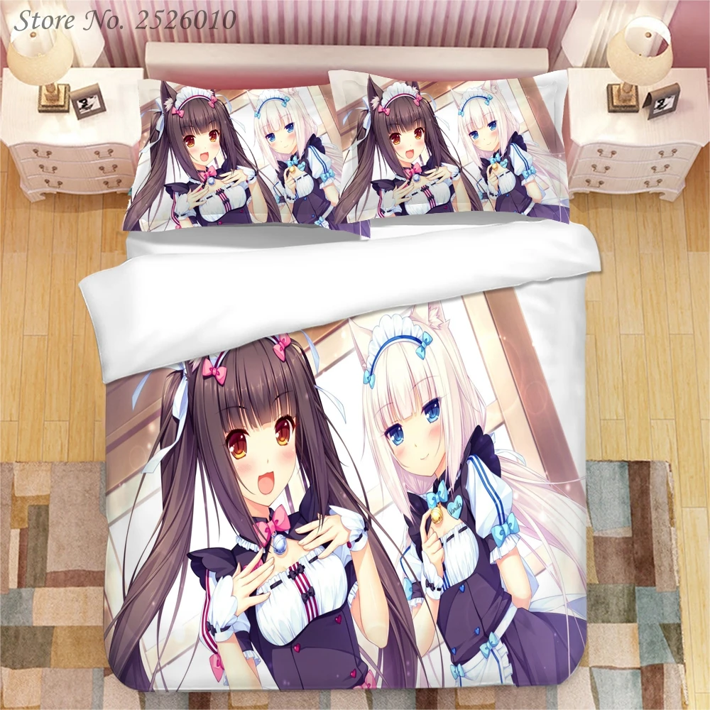 Комплект постельного белья с 3D-принтом аниме Nekopara Королевский пододеяльник