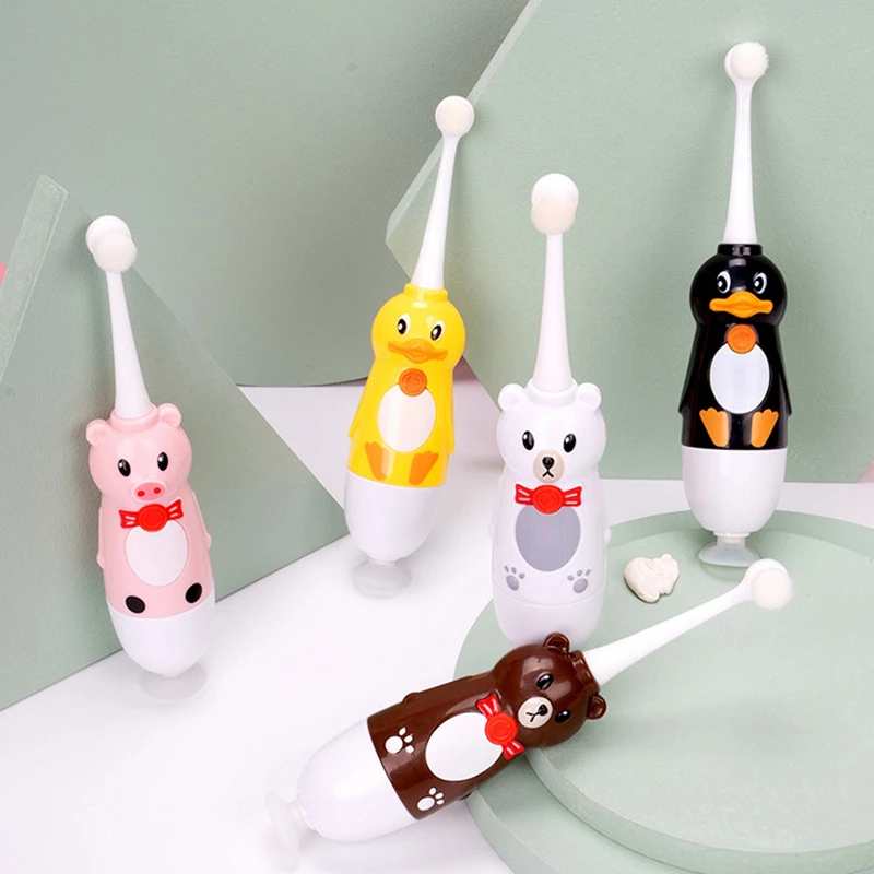 

Детская электрическая зубная щетка, водонепроницаемая звуковая зубная щетка с вибрацией для детей, мультяшное отбеливание зубов на аккуму...