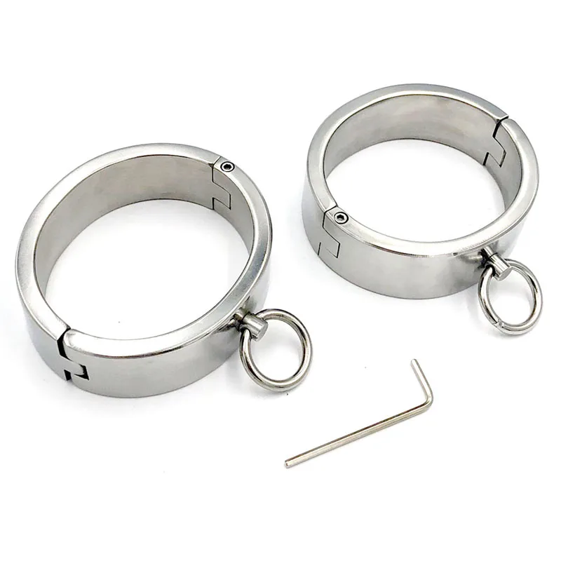 3cm Height Stainless Steel Ankle Cuffs BDSM Bondage Anklet Footcuffs Adult Games Restraints Slave Fetish Sex Toys For Woman Men