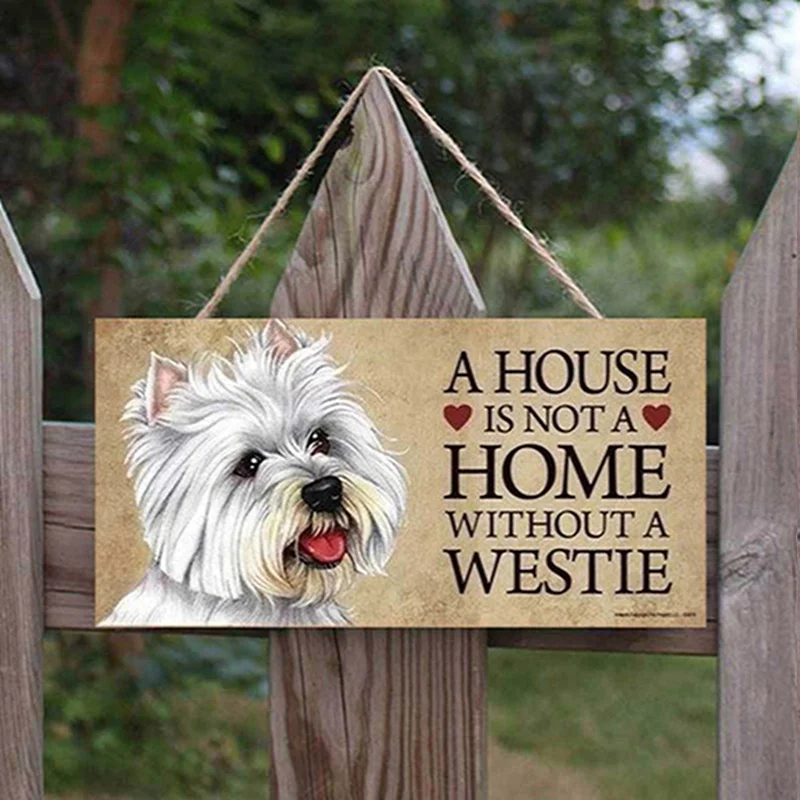 Деревянная бирка для собак доска подвешивания домик не дома без Shih Tzu Bulldog Westie