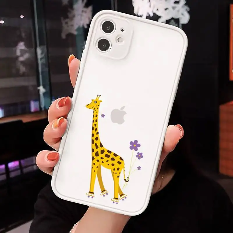 

Cute cartoon animal giraffe Phone Cases matte transparent For iphone 7 8 11 12 plus mini x xs xr pro max cover