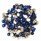 Металлические Синие искусственные Кристаллы Стразы для ногтевого дизайна зеркальные стеклянные наклейки на ногти