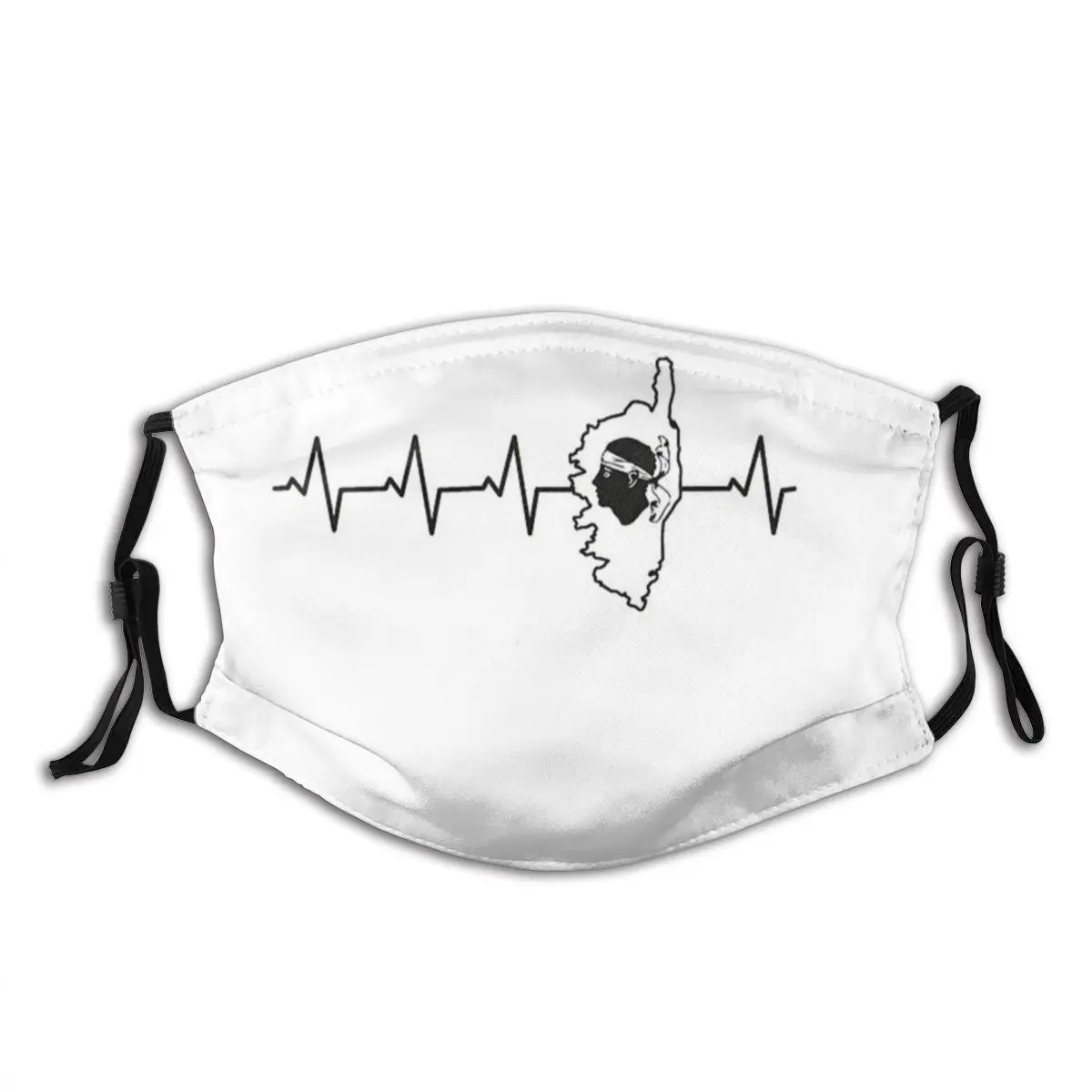 

Corsica Corse Heartbeat Flag Island Heart Washable Printed Mouth Face Mask Anti Wind Dustproof with Filters Polyester Protection