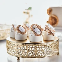 round lace metal wedding cake stand dessert display stand glossy metallic finish for wedding ceremonies party decoration banquet