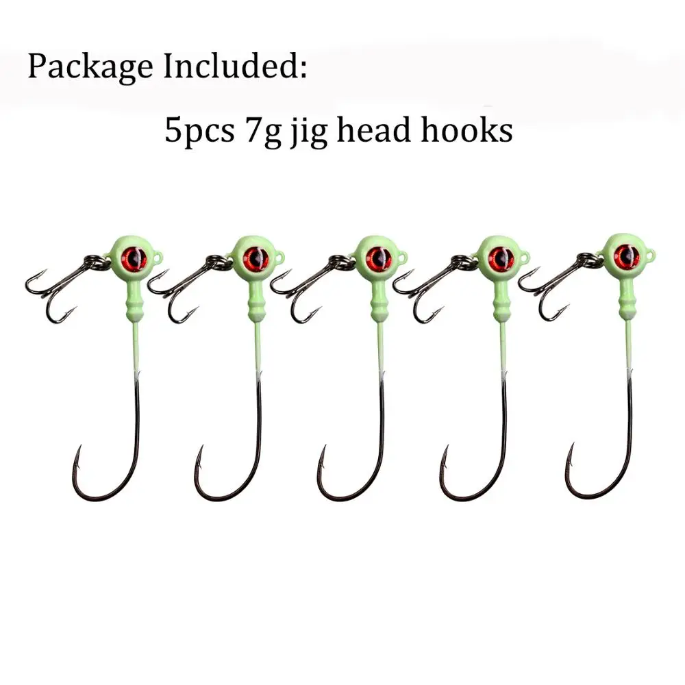 5pcs 7g 5pcs/bag Crank Jig Head Hook Carbon Steel Round Head Fishing Hooks With Treble Hooks Soft Worm Fishing Accessories 5g 7g 10g - Цвет: 5pcs 7g