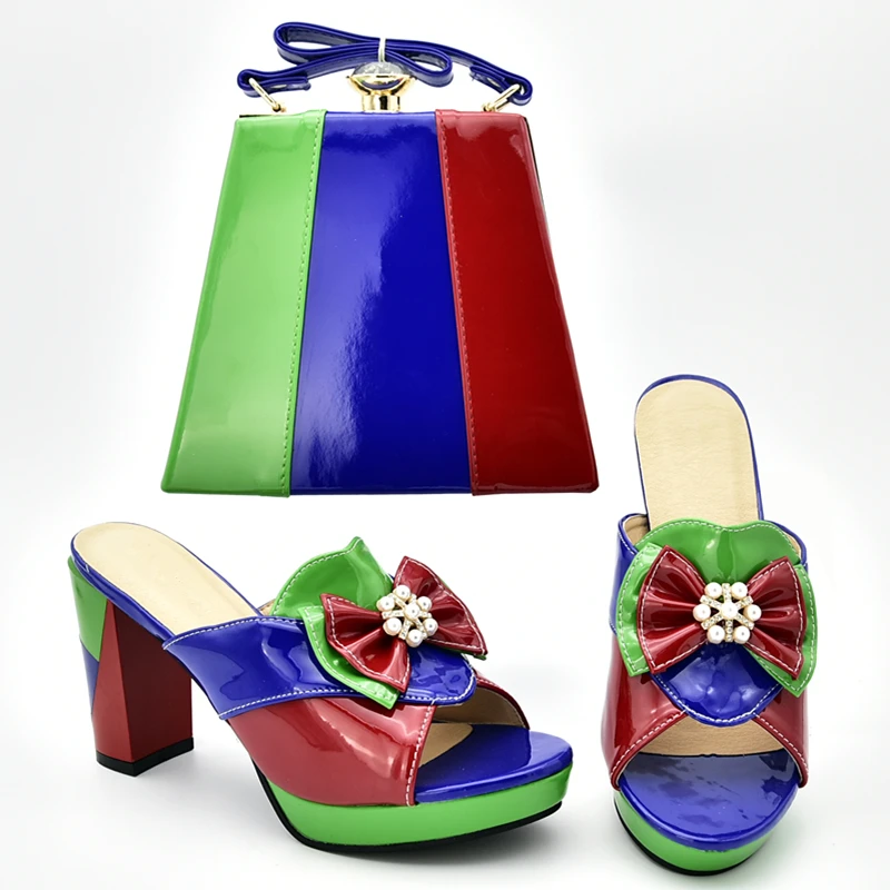 Комплект из обуви и сумки в нигерийском стиле вечерние туфли на каблуке сумочка