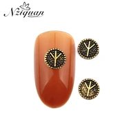 nziquan 20pcsbox new listing geometric 3d round metal bronze nail art decoration stickers diy decorative nail accessories