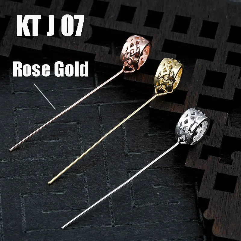 KT J07 rose gold 925 стерлингового серебра застежки на ожерелье с булавками 40 мм нефритовый драгоценный кулон Соединительная Пряжка Крючки Bails DIY аксессуары для ювелирных изделий - Цвет: KT J07 rose gold