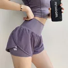 Шорты женские для йоги, с высокой талией, быстросохнущие, широкие