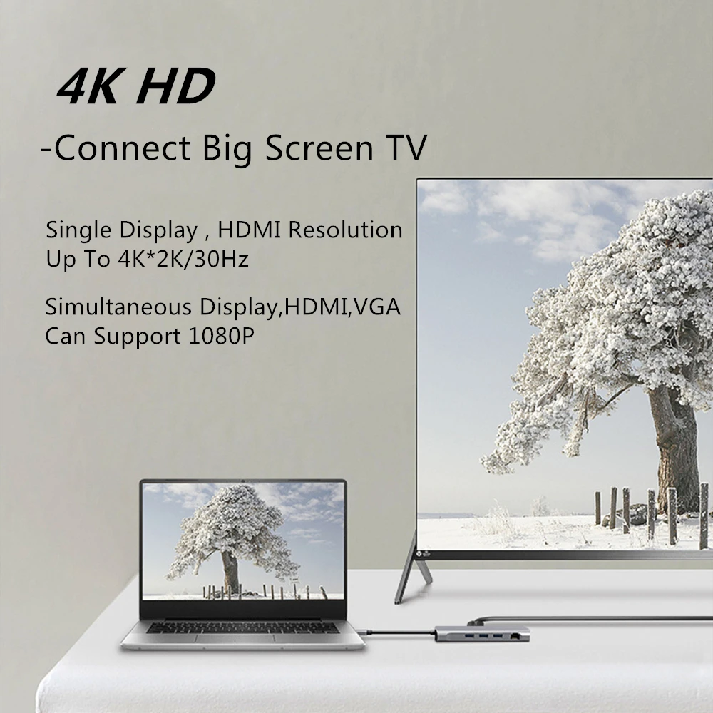 Док станция tebe 10 в 1 USB Type C на HDMI RJ45 Gigabit VGA SD/TF 3 0 PD|Док-станции для ноутбуков| |