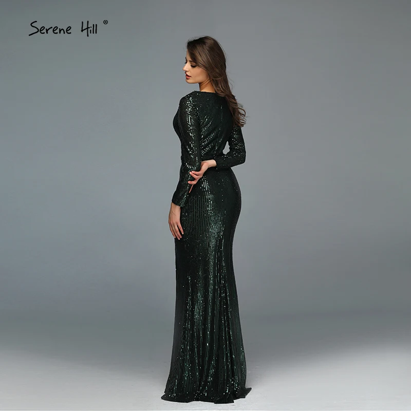 Дубай зеленый блестками v-образным вырезом Выпускные платья 2020 Роскошные Длинные