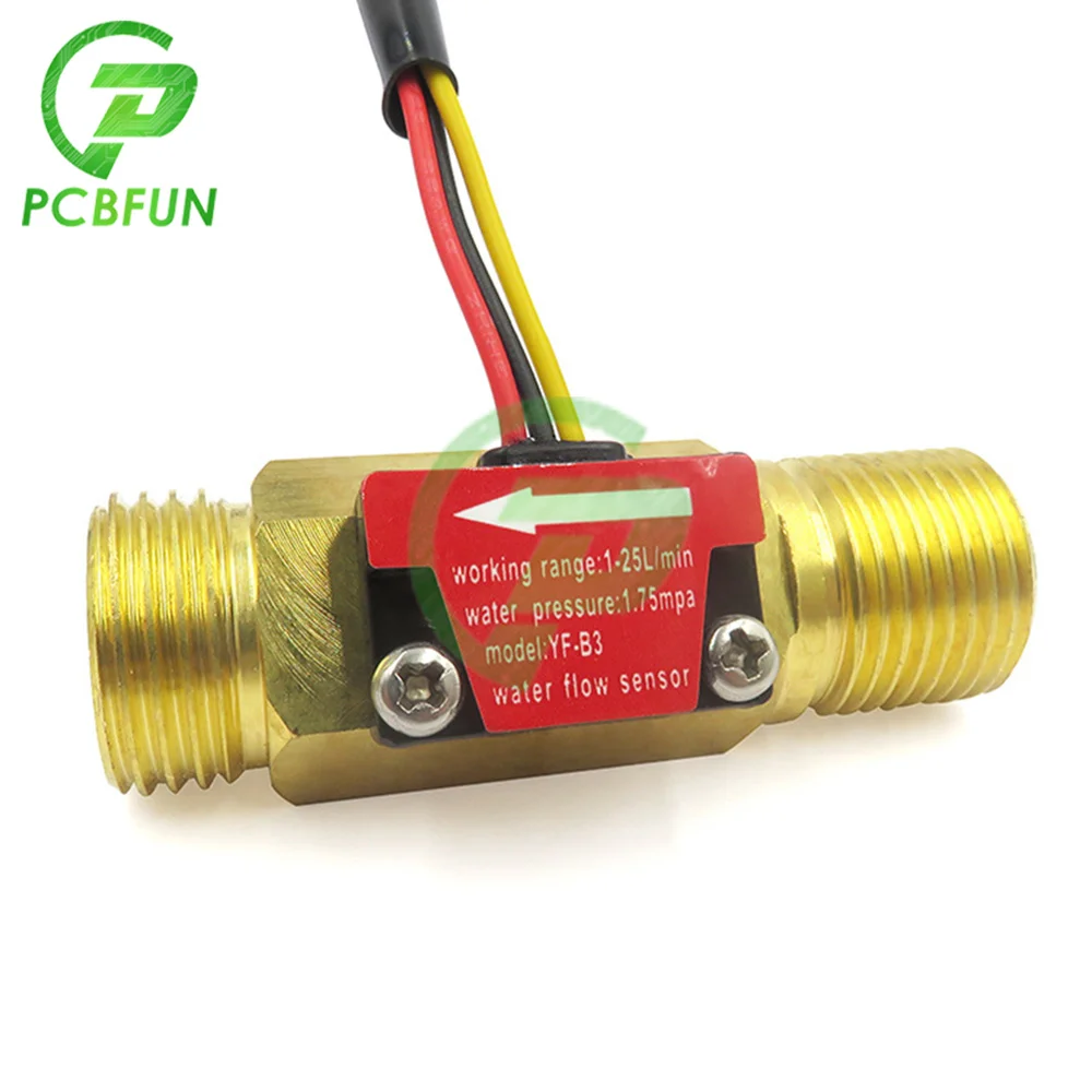 YF-B3 G1/2 Water Flow Hall Sensor Switch 1-25L/min DC 5-18V Meter for Industrial Control | Электронные компоненты и
