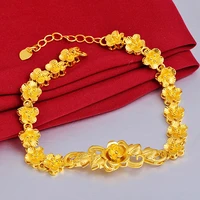 18k gold ladies plum blossom bracelet flower bracelets hand chain jewelry wedding celebration blessing wedding jewelry gifts