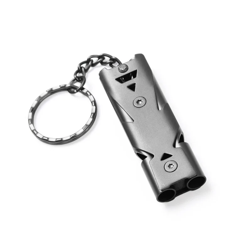 

Outdoor EDC Survival Whistle High Decibel Double Pipe Stainless Steel Whistle Keychain Cheerleading sports Emergency SOS Tool