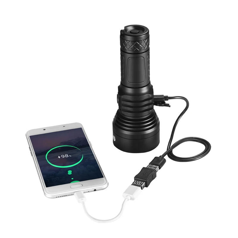 Люминесцентный супер яркий поисковый фонарик ODL20C Max Beam Distancse 860 метров usb type C Quick
