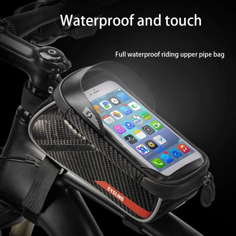 

Bicycle Front Frame Storage Bag with TPU Touchscreen MTB Top Tube Phone Mount