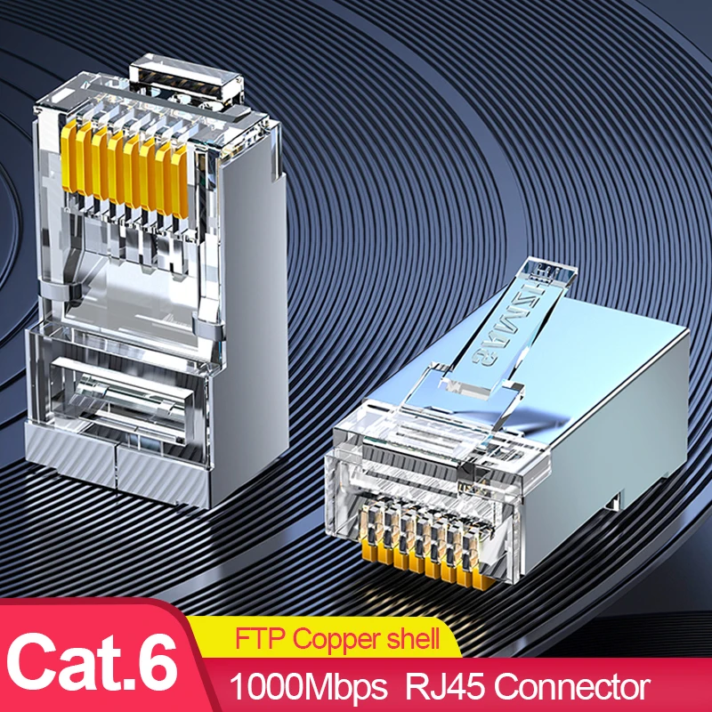 

SAMZHE Cat6 RJ45 Connector 8P8C Modular Lan Cable Head Plug Cat 6 Crimp Network RJ 45 for Ethernet