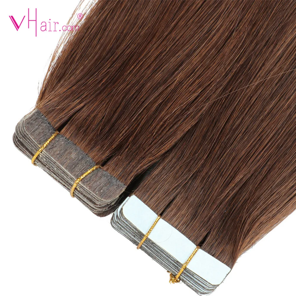 VHair прямые пряди из искусственной кожи ручная вязка на Клейкой Ленте Remy