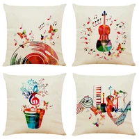colorful music themed cushion cover decorative pillows fashion seat cushions home decor soft flax throw pillow sofa pillowcase
