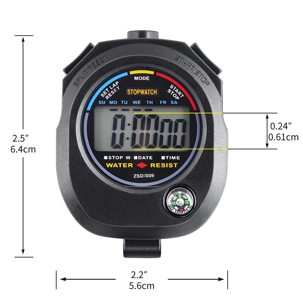

Timer Odometer Watch Waterproof Digital LCD Stopwatch Sports Chronograph