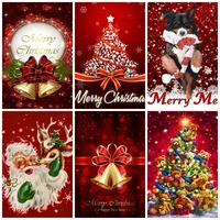 red background of the christmas trees and gifts diamond paintings decor cross stitch kits diamond embroidery landscape gifts art